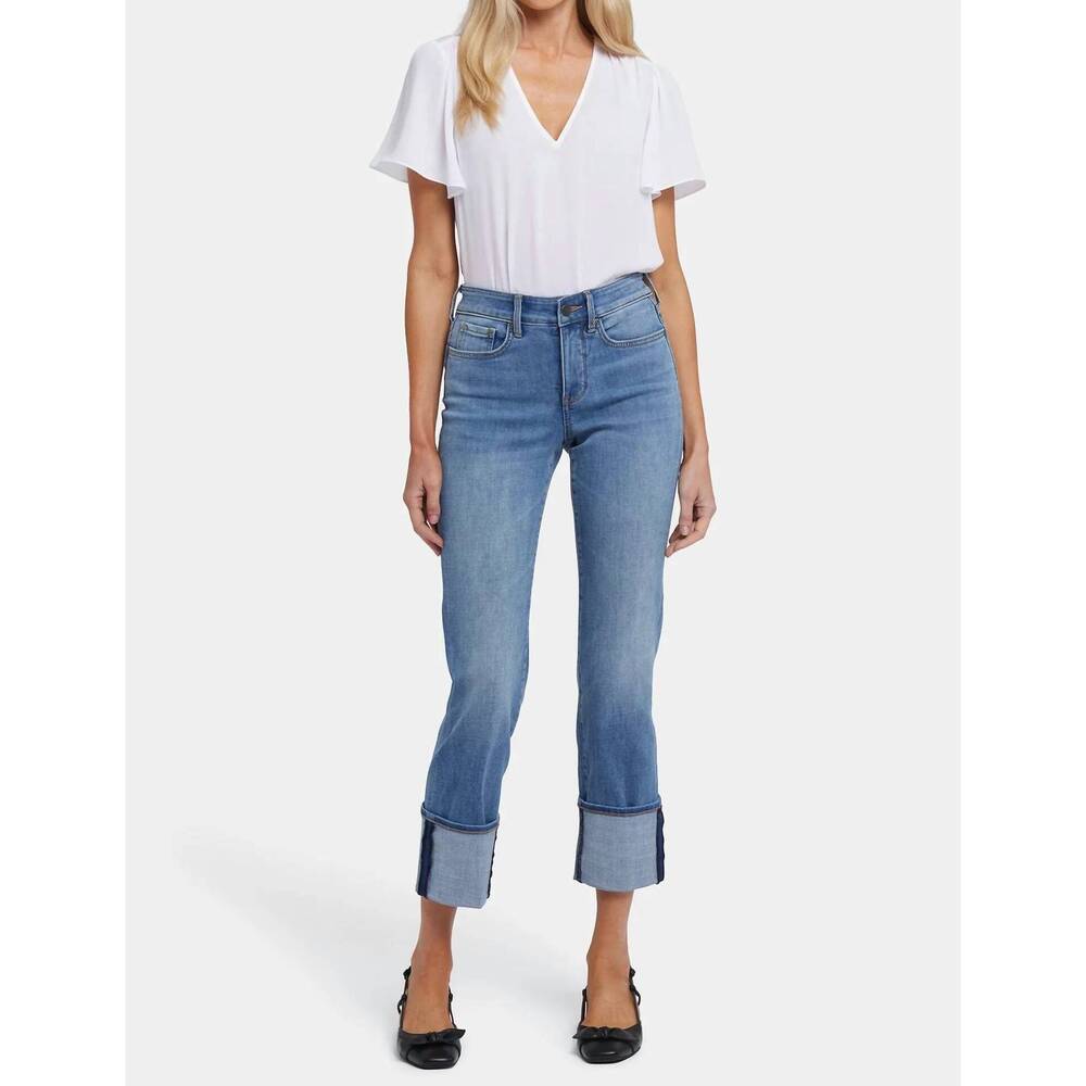 NEW NYDJ marilyn straight cuff jeans in barcelona breeze